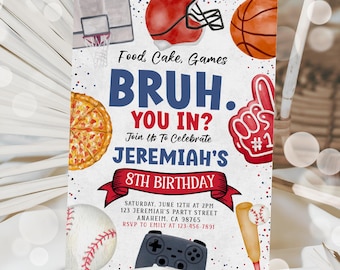 Invito di compleanno modificabile per fratelli, festa per fratelli, compleanno sportivo, qualsiasi età, invito per festa di basket, festa sportiva, invito per compleanno di ragazzi adolescenti