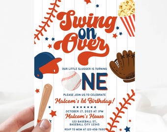 Baseball Birthday Party Invitation, Sports Birthday Invitation, First Birthday Rookie of the Year, Baseball Invite, Boy Birthday Invite
