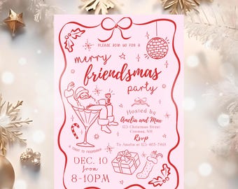 Editable Friendsmas Christmas Party Invitation | Friends Night Christmas Holiday Party | Holiday Cocktail Party Invite Instant Download