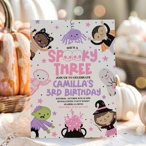 Editable Halloween Spooky Costume Invitation, 3rd Halloween Birthday Spooktacular Party Invite, Cute Spooky 3rd Birthday Invite Template