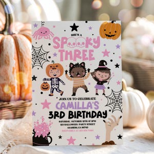 Editable Halloween Spooky Costume Invitation, 3rd Halloween Birthday Spooktacular Party Invite, Cute Spooky 3rd Birthday Invite Template