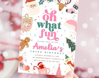 Christmas Party Invitation | Kids Christmas Party Invitation | Christmas Party Any Age | Oh What Fun Invite Template | Cute Christmas Invite