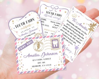 Editable Mini Tooth Fairy Letter | Fairy Letter | Fairy Receipt | Tooth Fairy Certificate | Tooth Fairy Envelope Template