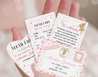 Editable Mini Tooth Fairy Letter | Fairy Letter | Fairy Receipt | Tooth Fairy Certificate | Tooth Fairy Envelope Template