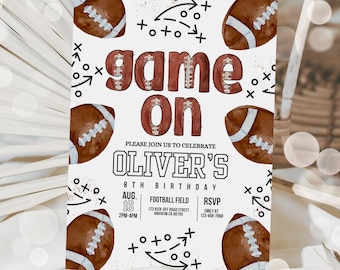 Editable Football Invitation Template Football Invite Kids Football Invite Instant Download Boy Watercolor Football Sports Any Age Invite