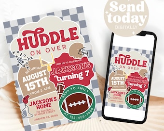 Electronic Football Invitation Template Football Invite Kids Invite Instant Digital Boy Watercolor Football Sports Any Age Football Invite