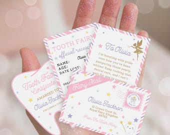 Editable Mini Tooth Fairy Letter Fairy Letter Fairy Receipt Magical Tooth Fairy Certificate Tooth Fairy Envelope Girl Pink Fairy Template