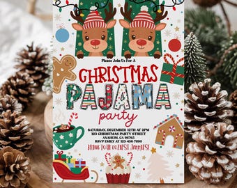 Christmas Pajama Invitations Pajama Invitation Christmas Party Invitation Holiday Pajama Party Holiday Party Invite Family Pajama Party
