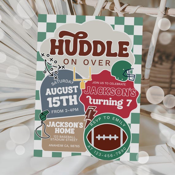 Editable Football Invitation Template Football Invite Kids Invite Instant Download Boy Watercolor Football Sports Any Age Football Invite
