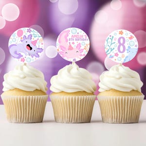 Editable Axolotl Birthday Cupcake Toppers | Axolotl Birthday Party Decoration | Cute Axolotl Birthday Topper Editable Party AP1
