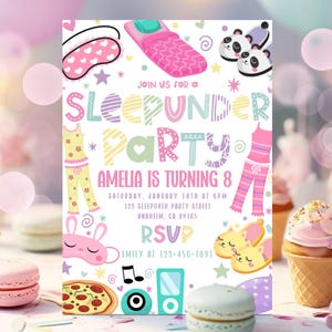 Schlafen Unter Einladung |Printable Sleep Under Invite | Schlummer-Pyjama-Party | Späte Schlummerparty | Tween Sleep Under Einladung