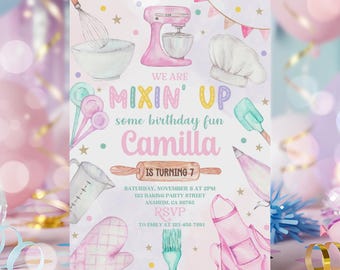Editable Baking Birthday Party Invitation Baking Party Invite Cooking Birthday Invitation Baking Editable Template Cooking Birthday Party