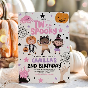 Editable Halloween Spooky Costume Invitation, 2nd Halloween Birthday Spooktacular Party Invite, Girl Spooky 2nd Birthday Invite Template