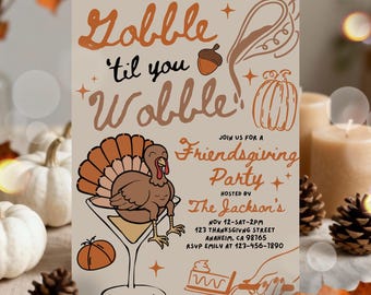 Editable Friendsgiving Thanksgiving Invitation Friends Night Holiday Party Thanksgiving Family Thanksgiving Invite Instant Download Template