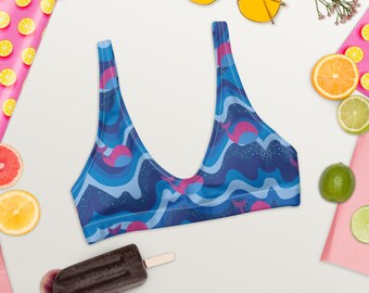 Bisexual whales LGBTQ+ Pride recycled padded bikini top