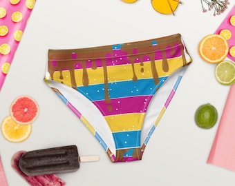 Pansexual pancakes LGBTQ+ Pride high waisted bikini bottom