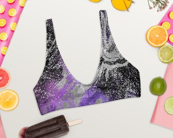 Asexual Pride Space themed recycled padded bikini top