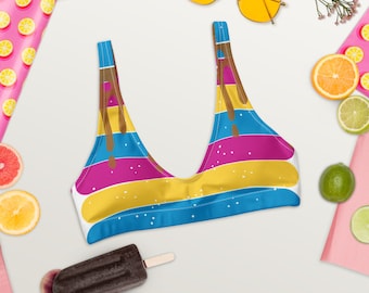 Pansexual pancakes LGBTQ+ Pride recycled padded bikini top