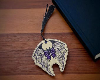 Faux leather embroidered bookmark