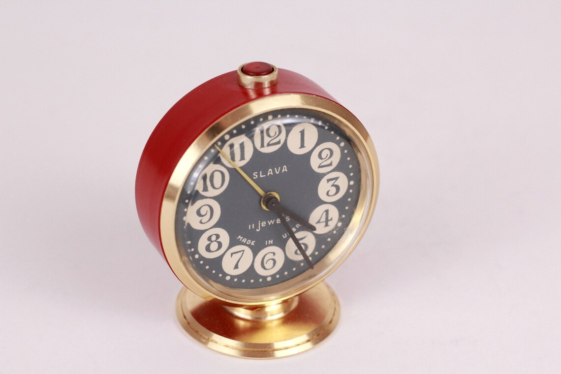 Vintage WindUp Alarm Clock SLAVA Analog Clock Made in USSR Etsy