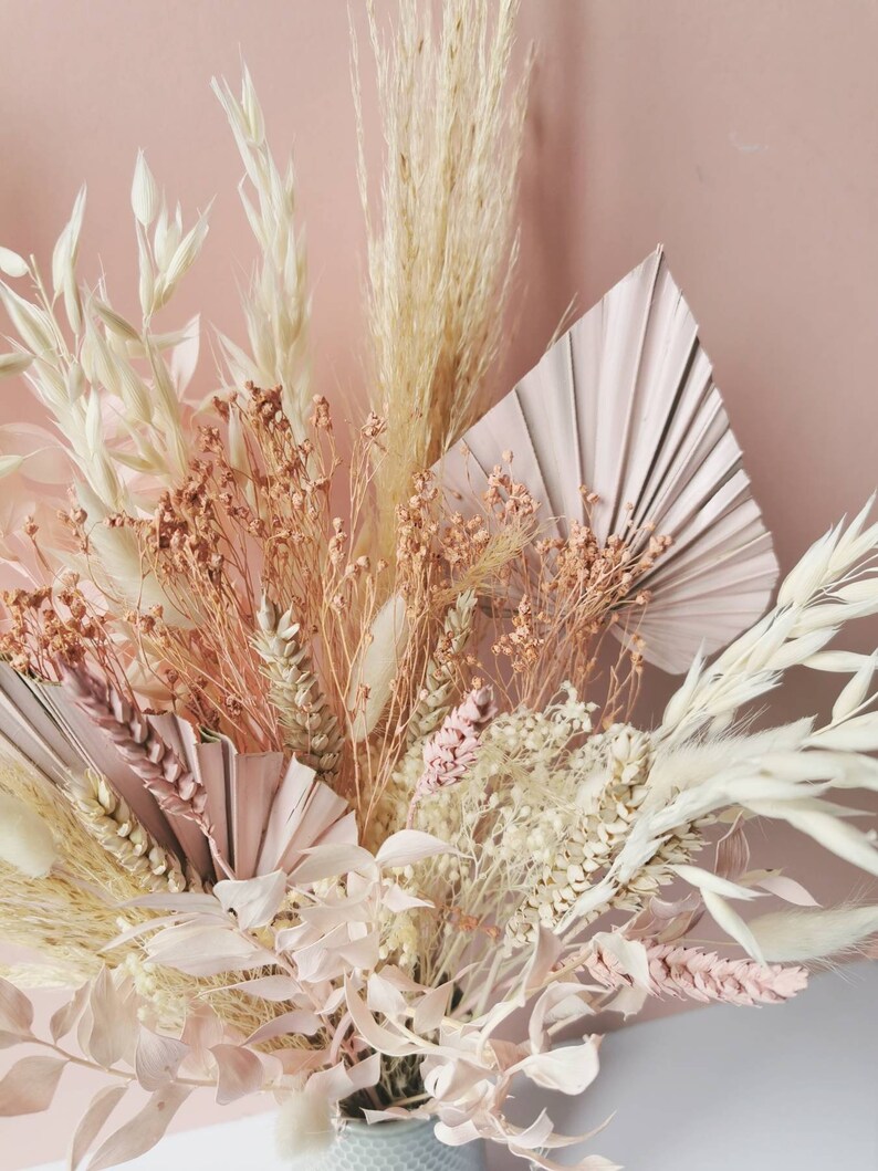 Blush Pink Dried Flower Bouquet / Dried Flower Arrangement Etsy