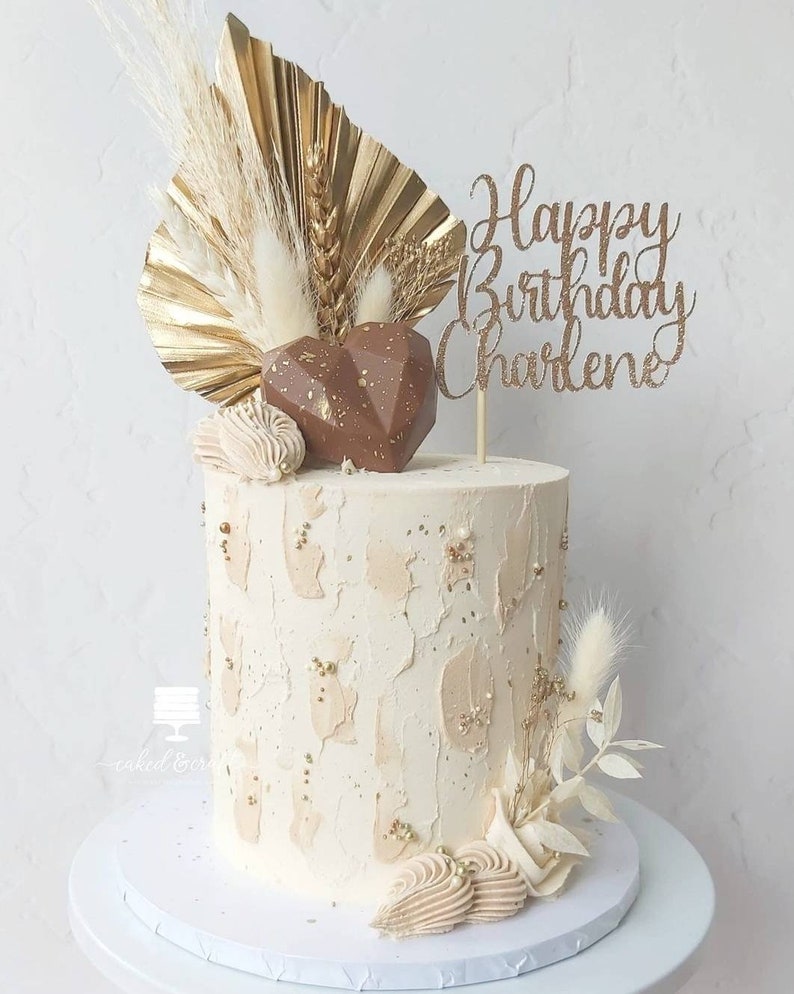 Gold and Cream Bakers Box Cake Decoration Kit Dried Flower Etsy