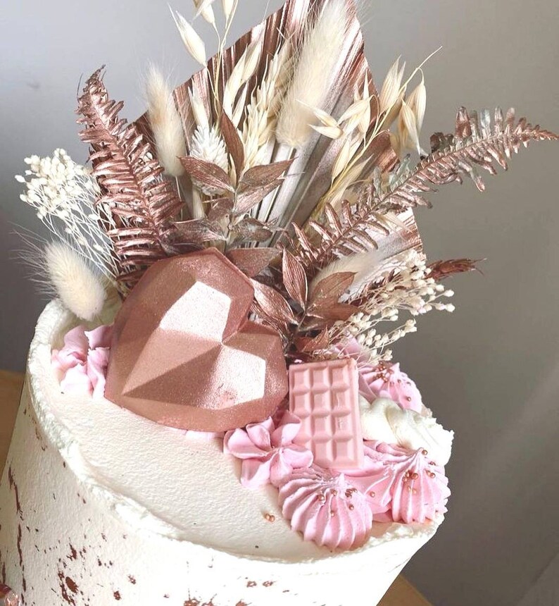 Rose Gold Cake Topper / Dried Flower Cake Decor Etsy UK
