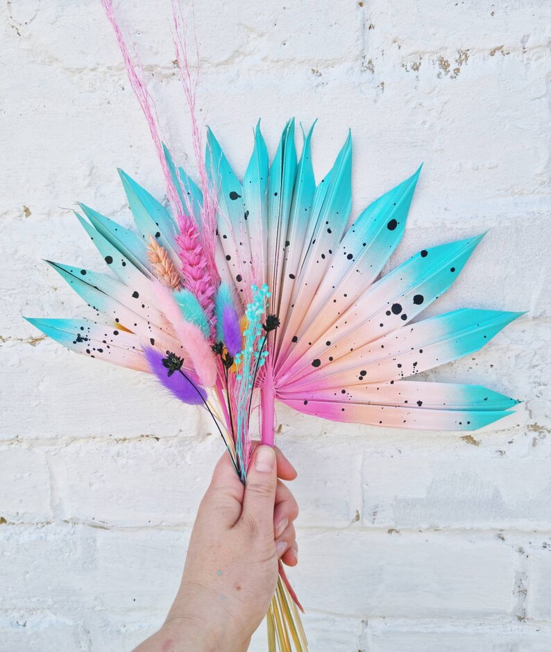Sun Palm Leaf Bakers Box / Bright Cake Topper / Dried Flower Etsy UK