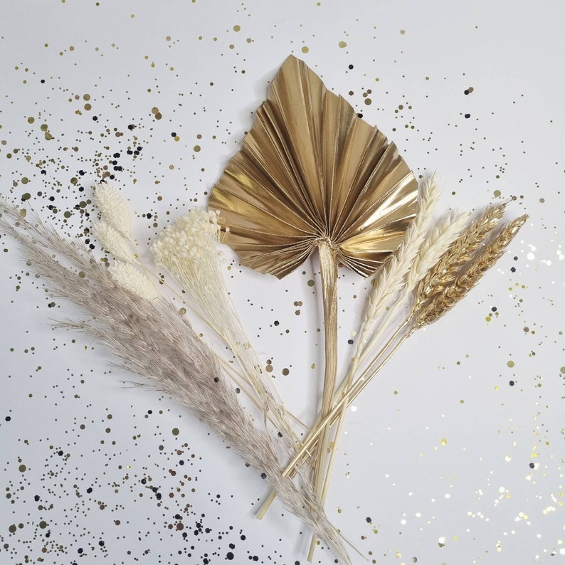 Gold and Cream Bakers Box Cake Decoration Kit Dried Flower Etsy