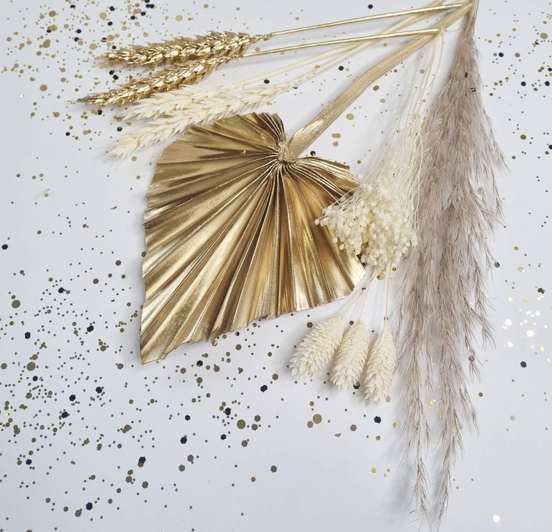 Gold and Cream Bakers Box Cake Decoration Kit Dried Flower Etsy