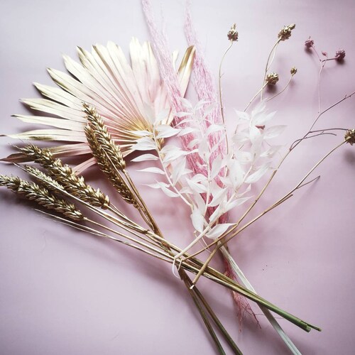 Blush Pink Dried Flower Bouquet / Dried Flower Arrangement Etsy