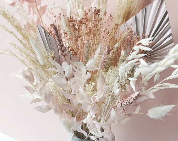 Blush Pink Dried Flower Bouquet / Dried Flower Arrangement Etsy