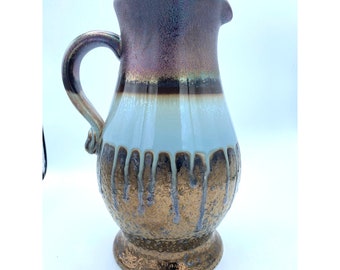 Stunning Hand Crafted  Glazed Pitcher Bronze Iridescent Purple