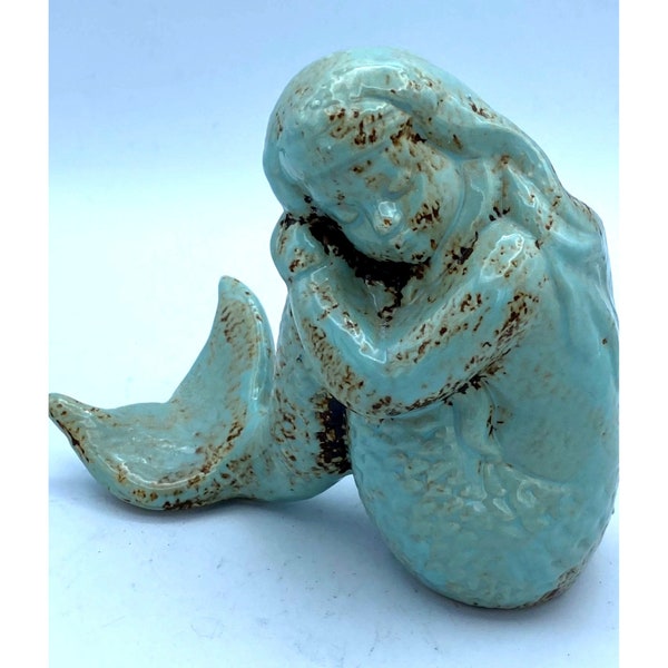 Ceramic Mermaid Sculpture Resting Statue