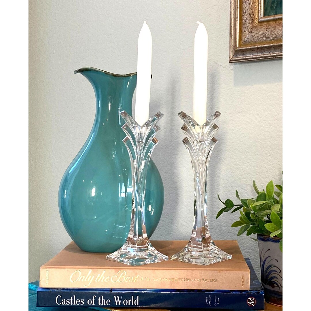 Mikasa Lead Crystal Candlesticks 1980s Germany 9.5 Inches Deco Set/2 - Etsy
