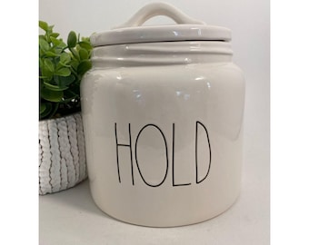 Rae Dunn Matte White “HOLD” Canister /Cookie Jar Artisan Collection by Magenta