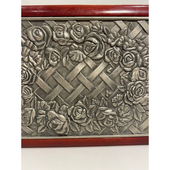 Vintage Rose Wood Jewelry Box with Metal Lid Roses an… Gem