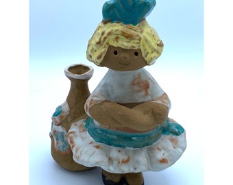 Metlox Poppytrail Poppet Handmade Girl with Vase Figurine Helen Slater