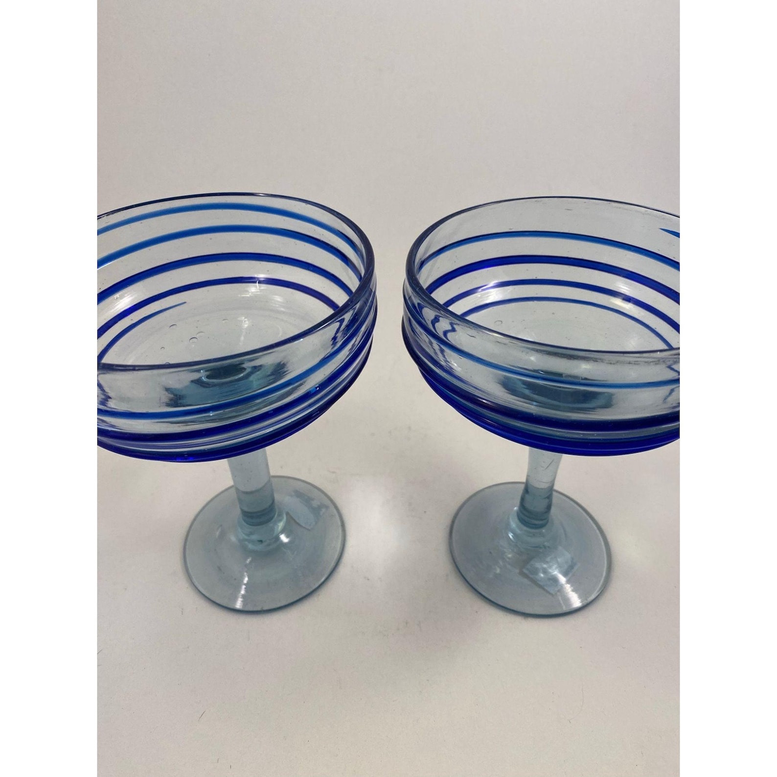Pier 1 Cobalt Blue Swirl Line Margarita Glasses/Set of 2/Hand Etsy