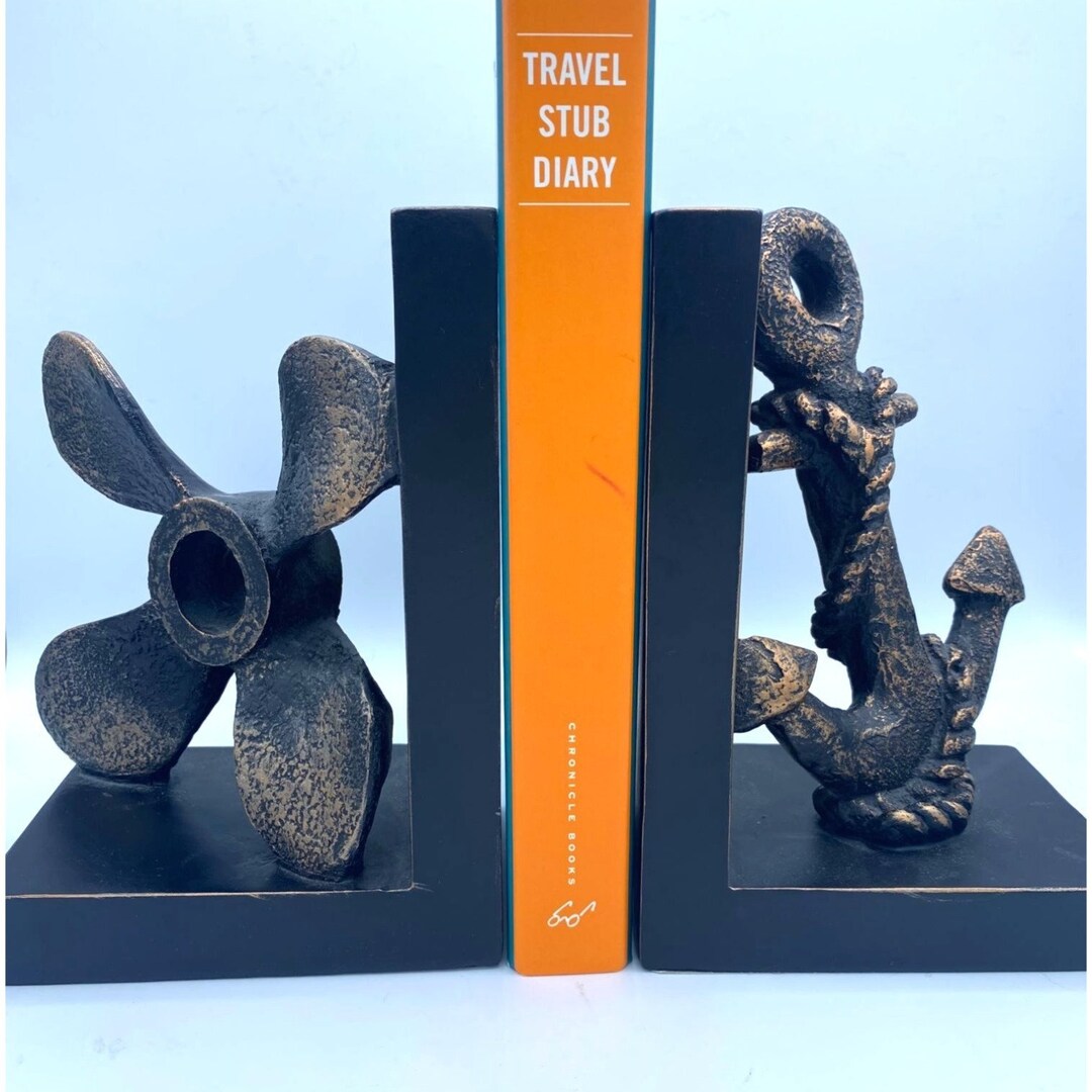 Nautical Bookends Anchor and Ship Propeller Retro Wood Style - Etsy