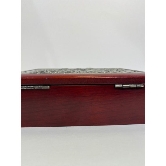 Vintage Rose Wood Jewelry Box with Metal Lid Roses an… Gem
