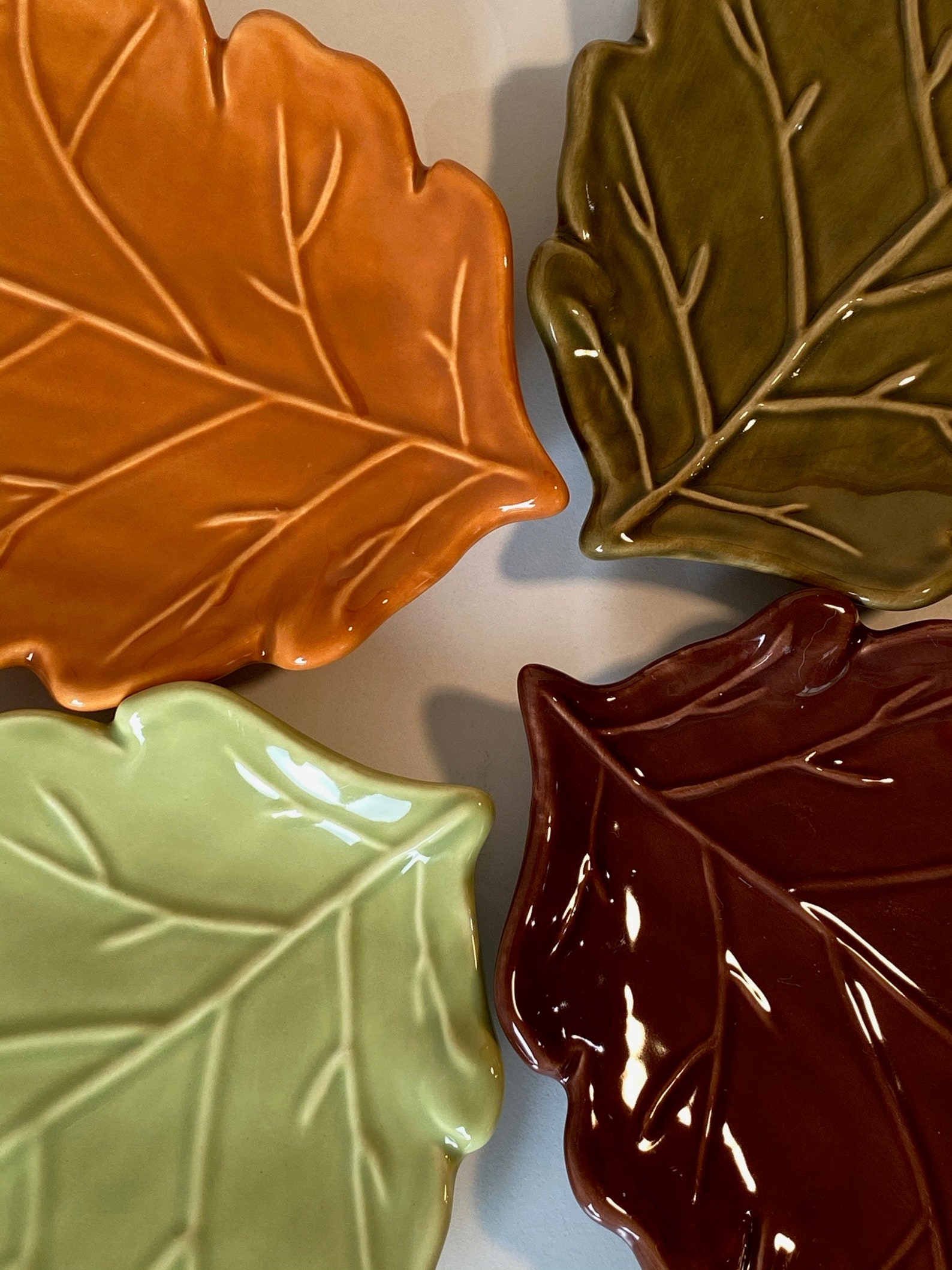 Autumn Leaf Appetizer Plates Pottery Multicolored created by Etsy