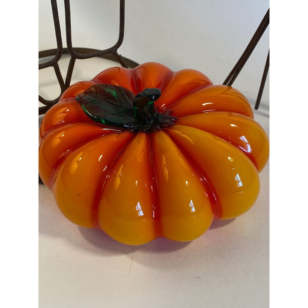 Vintage Glass Blown Molded Pumpkin 5 X 2 1/2 Inches Etsy