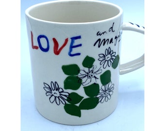 Anthropology Hotel Magique Love Melange Coffee Mug with Flowers 16 oz