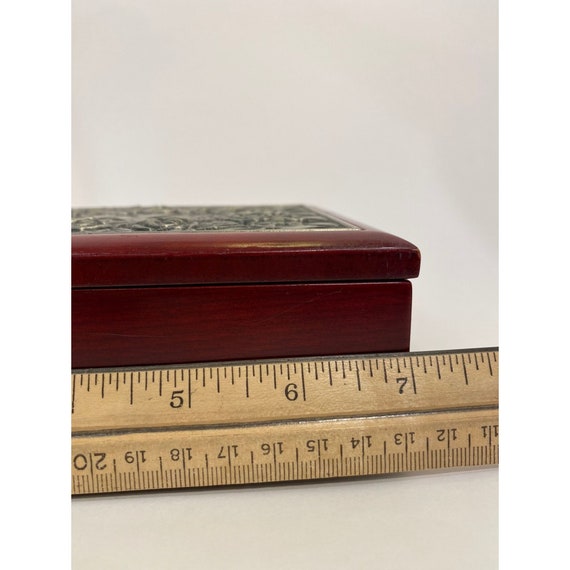 Vintage Rose Wood Jewelry Box with Metal Lid Roses an… Gem