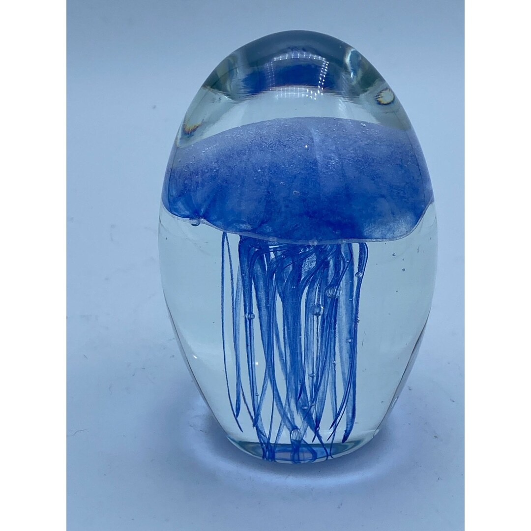 Glow in the Dark Blue Jelly Fish Figurine Paperweight Ocean Decor Etsy