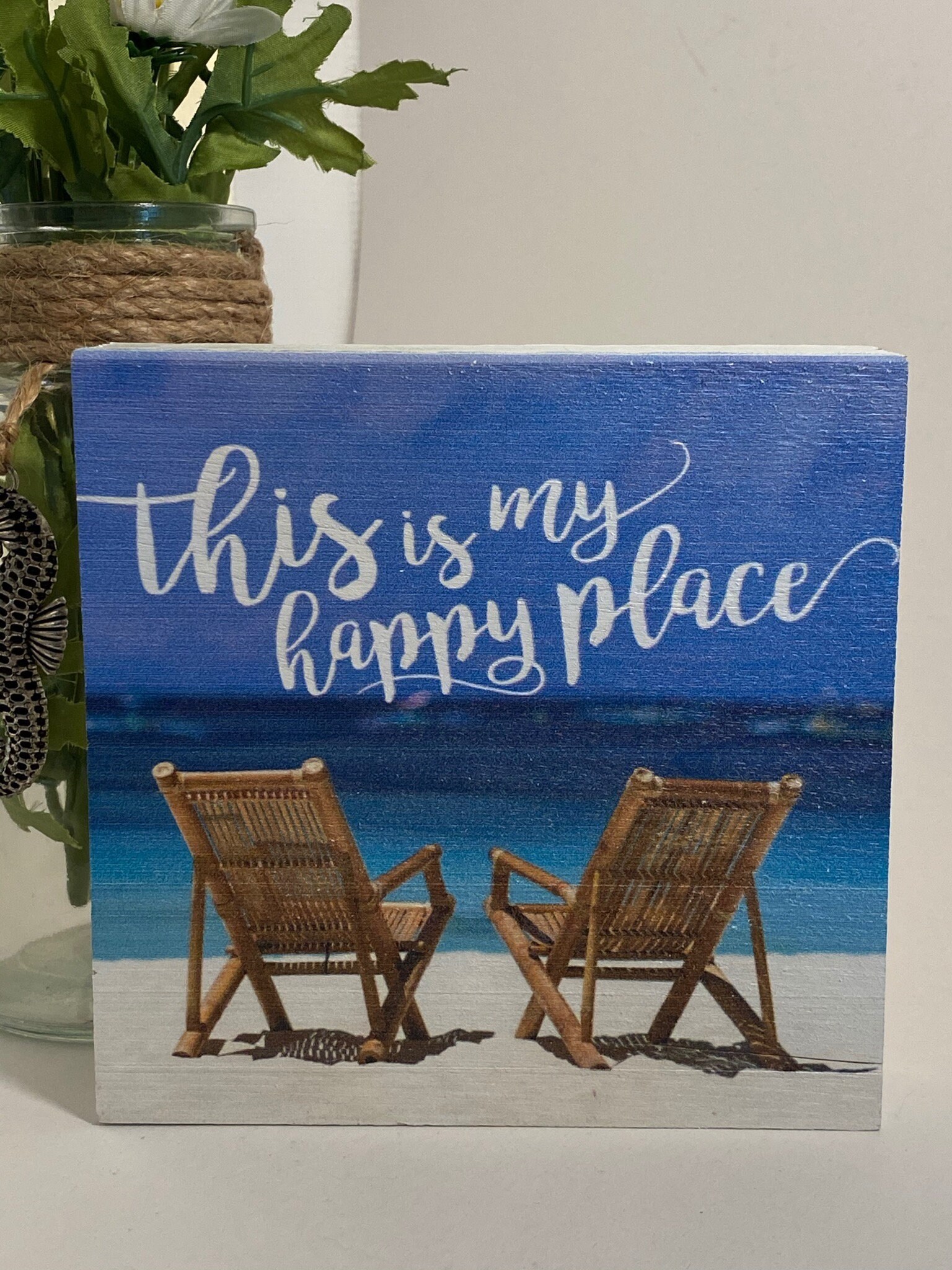 My Happy Place Beach Wooden Plaque/ Painted Plaque/Beach | Etsy