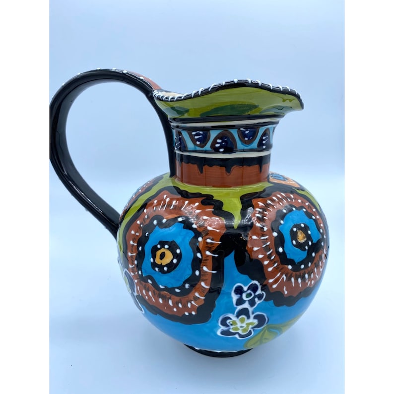 Blue Sky Clayworks Decorative Folk Art Water Pitcher - Thumbnail 3