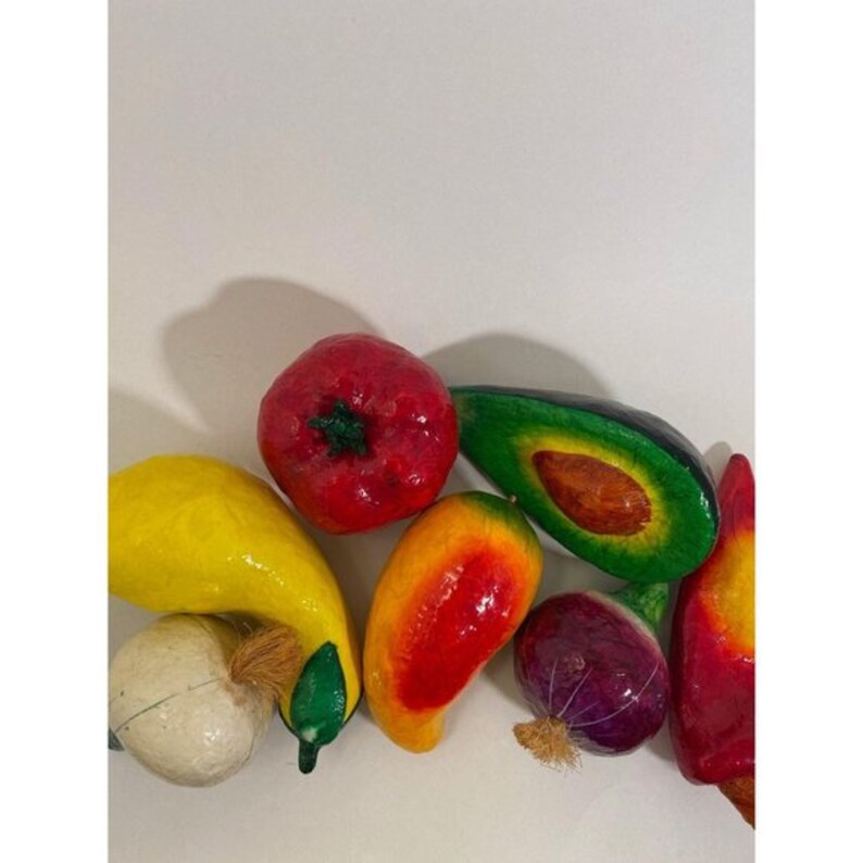 Papier Mache' Vegetables Handmade/painted Set 7 Etsy