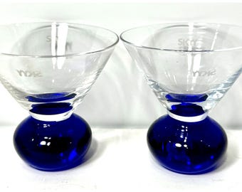 Skyy Shot Glasses Vodka Citrus Cobalt Blue Art 3 Inches